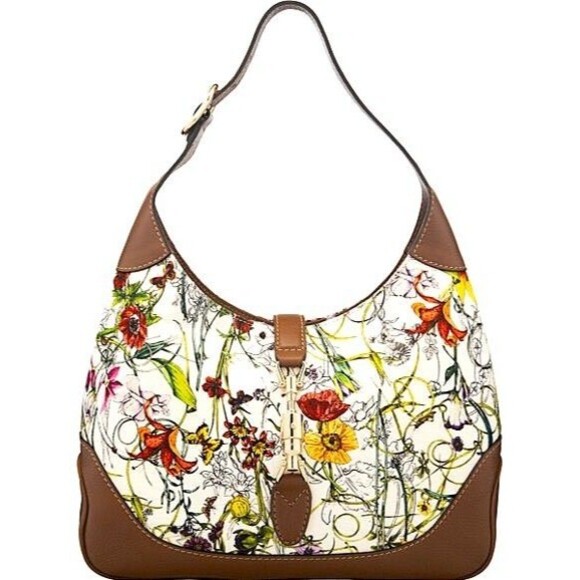 Gucci Floral Canvas & Brown Leather 'Jackie' Handbag - Picture 1 of 6